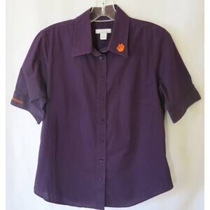 SOUTH CAROLINA CLEMSON TIGERS Button Down Shirt Size M Women's Purple Logo
